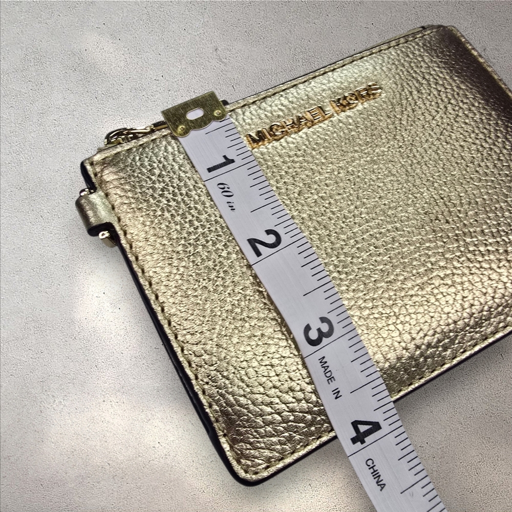 Michael Kors Jet Set Small Metallic Gold Leather Coin‎ Purse Wallet - Picture 6 of 9